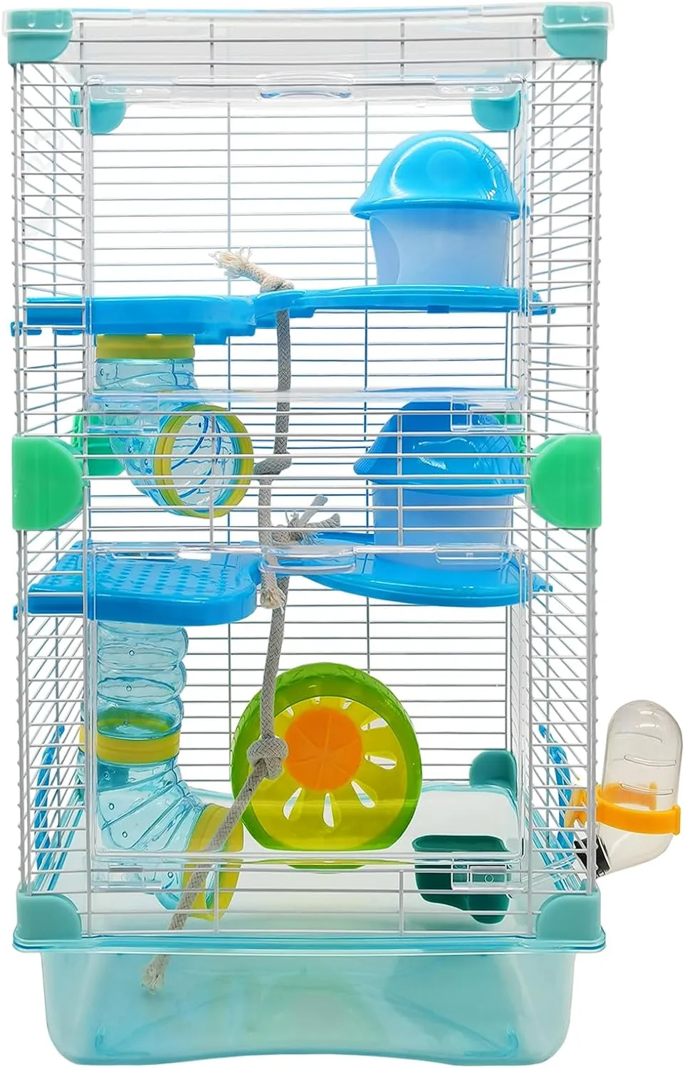 PINVNBY Portable Small Hamster Cage 3 Layers Dwarf Hamster Habitat Travel Cage with Exercise Wheel Hamster Cage for Hamsters Gerbils