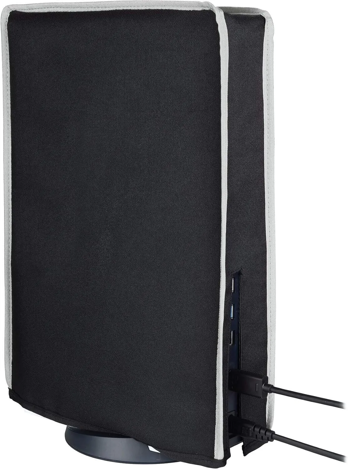 PlayVital Black Nylon Dust Cover for PS5, Soft Neat Lining Dust Guard for PS5 Console, Anti Scratch Waterproof Cover Sleeve for ps5 Console Digital Edition & Disc Edition - Light Gray Trim