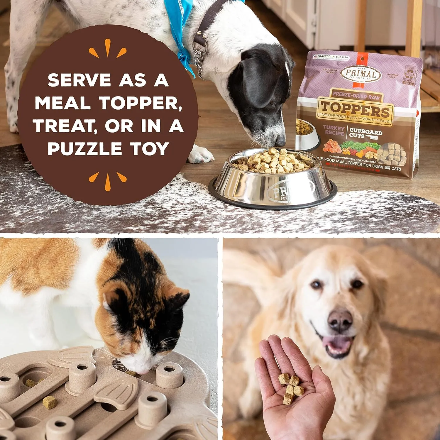 Primal Dog Food Toppers & Cat Food Toppers, Cupboard Cuts, Grain Free Meal Mixers with Probiotics, Raw Freeze Dried Dog Treats & Cat Treats, Great for Training (Fish, 18 oz)