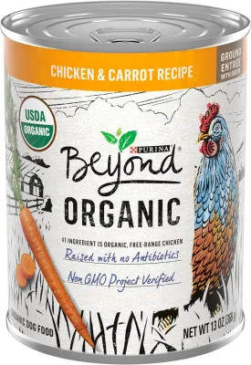 Purina Beyond Organic Wet Dog Food, Organic Chicken & Carrot Adult Recipe Ground Entre with Broth - (Pack of 12) 13 oz. Cans