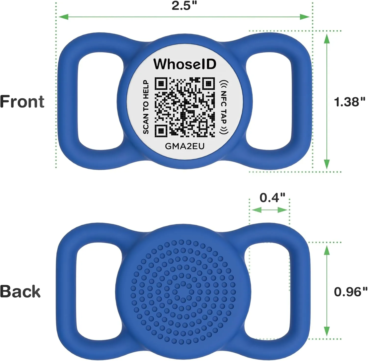 QR Code Dog Tag with NFC, Personalized Pet ID Tag, Silicone Dog ID Tag, Modifiable Pet Online Profile, Multiple Emergency Contact, Scan QR Code Send GPS Location Email (Regular, Navy Blue)