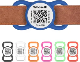 QR Code Dog Tag with NFC, Personalized Pet ID Tag, Silicone Dog ID Tag, Modifiable Pet Online Profile, Multiple Emergency Contact, Scan QR Code Send GPS Location Email (Regular, Navy Blue)