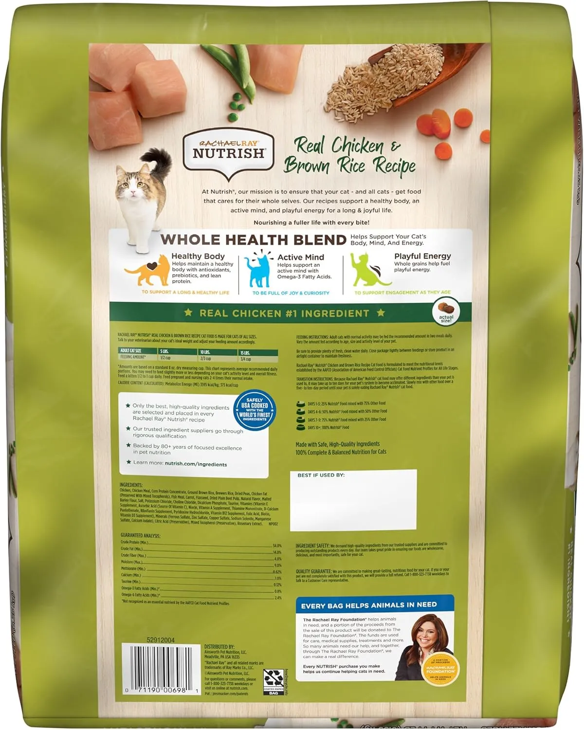 Rachael Ray Nutrish Premium Natural Dry Cat Food, Real Chicken & Brown Rice Recipe, 14 Pounds (Packaging May Vary)