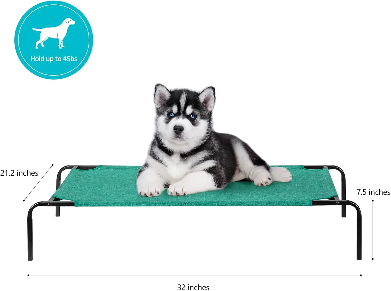 Raised Ped Bed Elevated Dog Bed for Small Medium Pets Indoor Outdoor Portable Dog Cot Waterproof Cat Bed with Metal Frame, Green