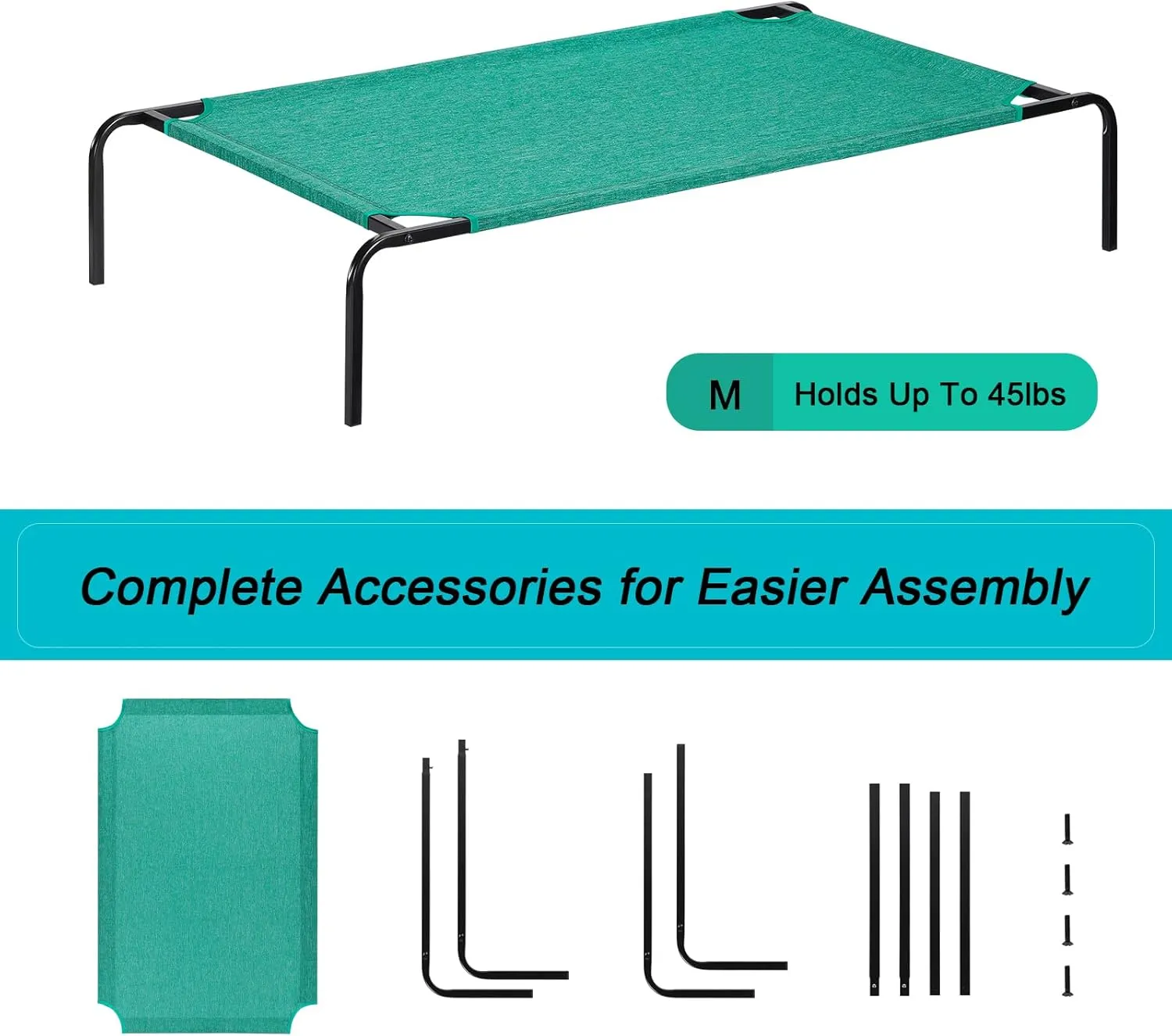 Raised Ped Bed Elevated Dog Bed for Small Medium Pets Indoor Outdoor Portable Dog Cot Waterproof Cat Bed with Metal Frame, Green