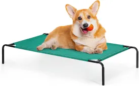 Raised Ped Bed Elevated Dog Bed for Small Medium Pets Indoor Outdoor Portable Dog Cot Waterproof Cat Bed with Metal Frame, Green