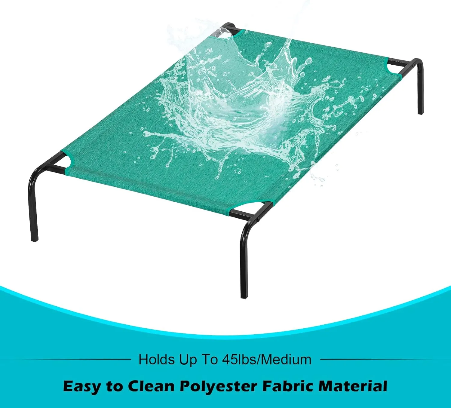 Raised Ped Bed Elevated Dog Bed for Small Medium Pets Indoor Outdoor Portable Dog Cot Waterproof Cat Bed with Metal Frame, Green