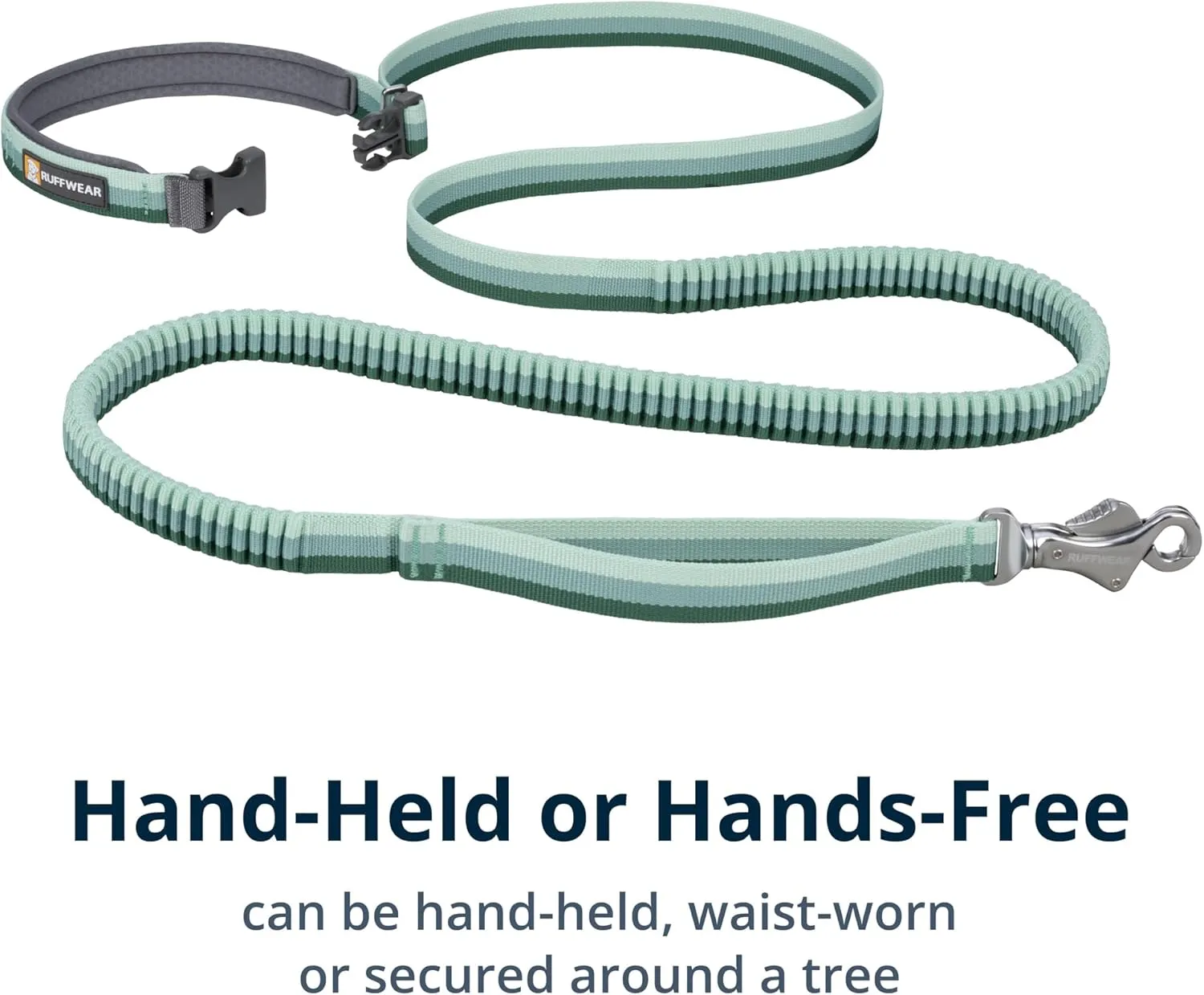 Ruffwear, Roamer Bungee Dog Leash for Running, Biking or Hiking, Can be Used Hand-Held or Hands-Free, River Rock Green, 5.5'-7'
