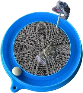 Scratcher Cat Toy with Ball Track Assorted Colors Pad Board for Indoor Play Physical Interactive Toy with Spring & Ball. Perfect for Chasing, Hunting, Mental & Physical Exercise Puzzle