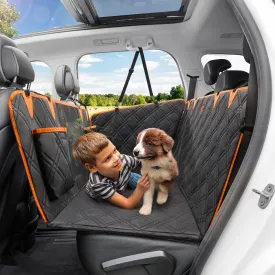 Seat Protector for Dogs Pet Seat Covers Backseat Extender for Dogs Luxury PU Leather Hard Bottom Back Seat Holds 400lbs Waterproof Nonslip Dog Hammock for Car SUV and Truck