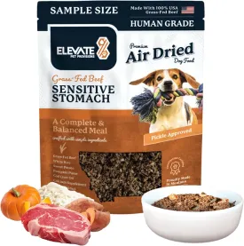 Sensitive Stomach Dog Food - 100% Human Grade Air Dried Dog Food - All Natural - USA Grass Fed Beef - Limited Ingredient, Dehydrated - Complete Meal or Topper  Beef - Sample Bag