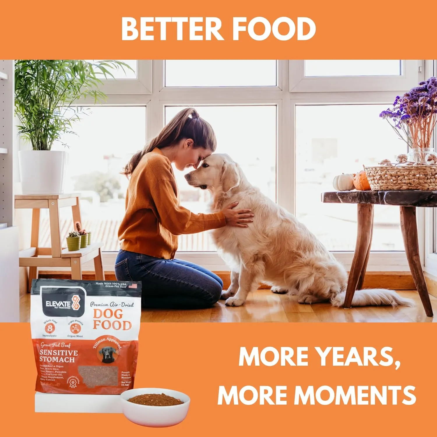 Sensitive Stomach Dog Food - 100% Human Grade Air Dried Dog Food - All Natural - USA Grass Fed Beef - Limited Ingredient, Dehydrated - Complete Meal or Topper  Beef - Sample Bag