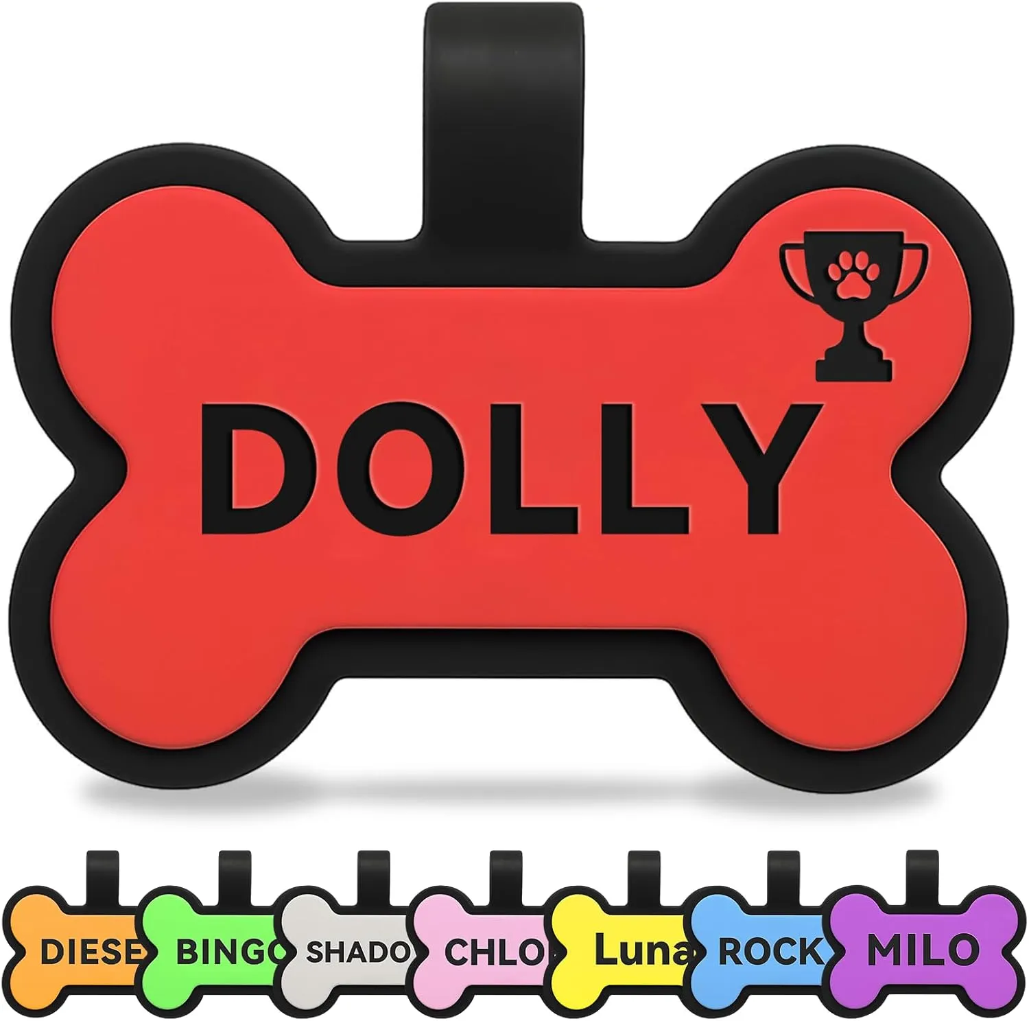 Silicone Silent Dog Tag - Personalized Dog ID Tag for Pets, Custom Engraved Name Tag for Dogs and Cats, Jingle-Free, Cute Durable Pet Name Tag