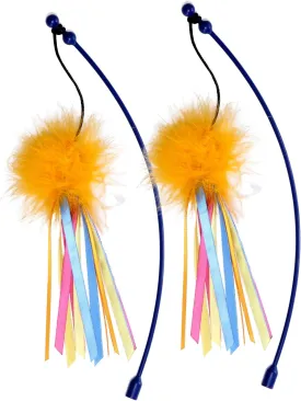 SmartyKat (2 Count) Scratch 'N Spin Replacement Wand Cat Toys - Multi Color, 2 Count