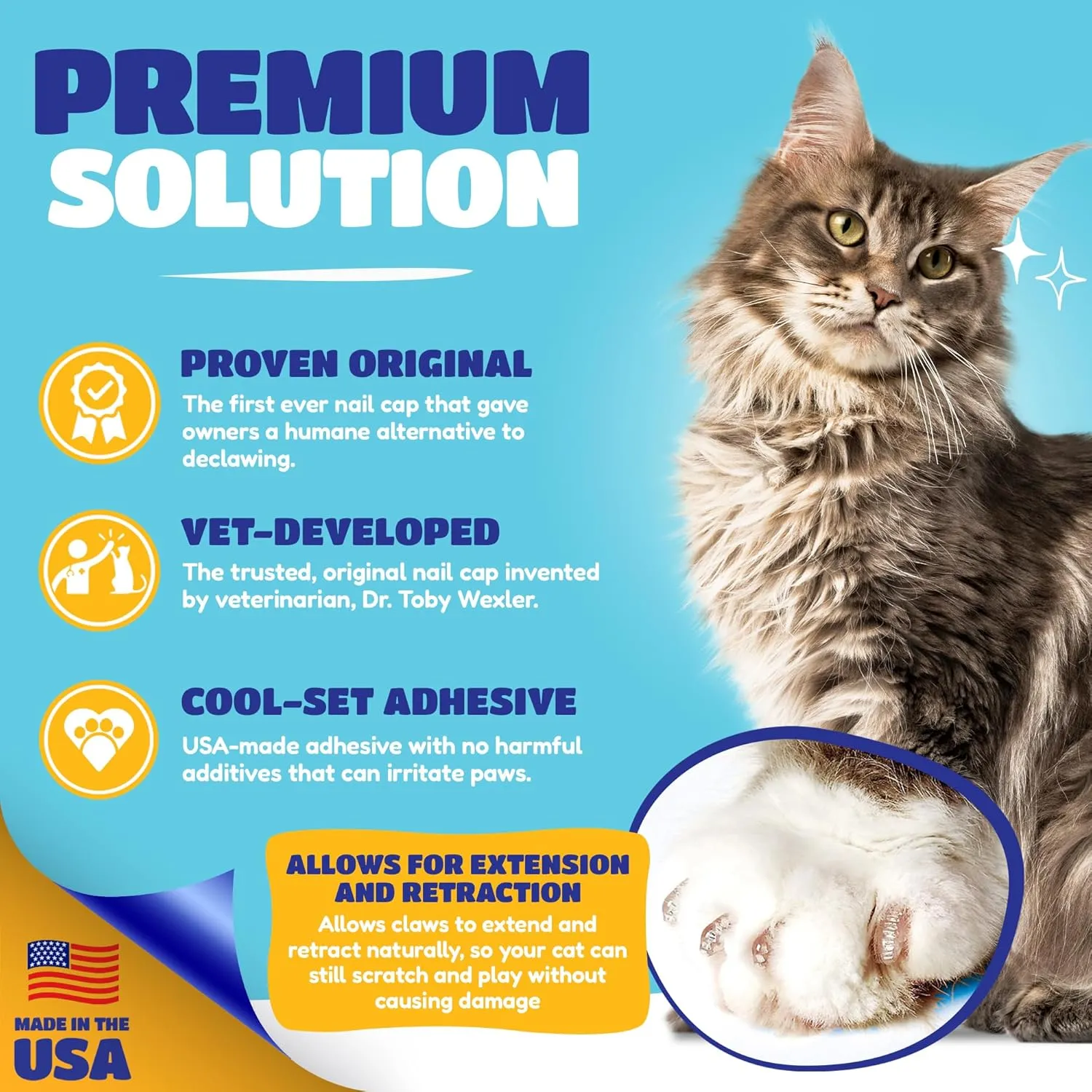Soft Claws Cat Nail Caps for Medium Cats  (40 Caps, Clear) - Made in USA - Veterinarian-Developed | Protects Furniture & Skin - Easy to Apply, Long-Lasting Anti-Scratch Soft Cat Claw Covers