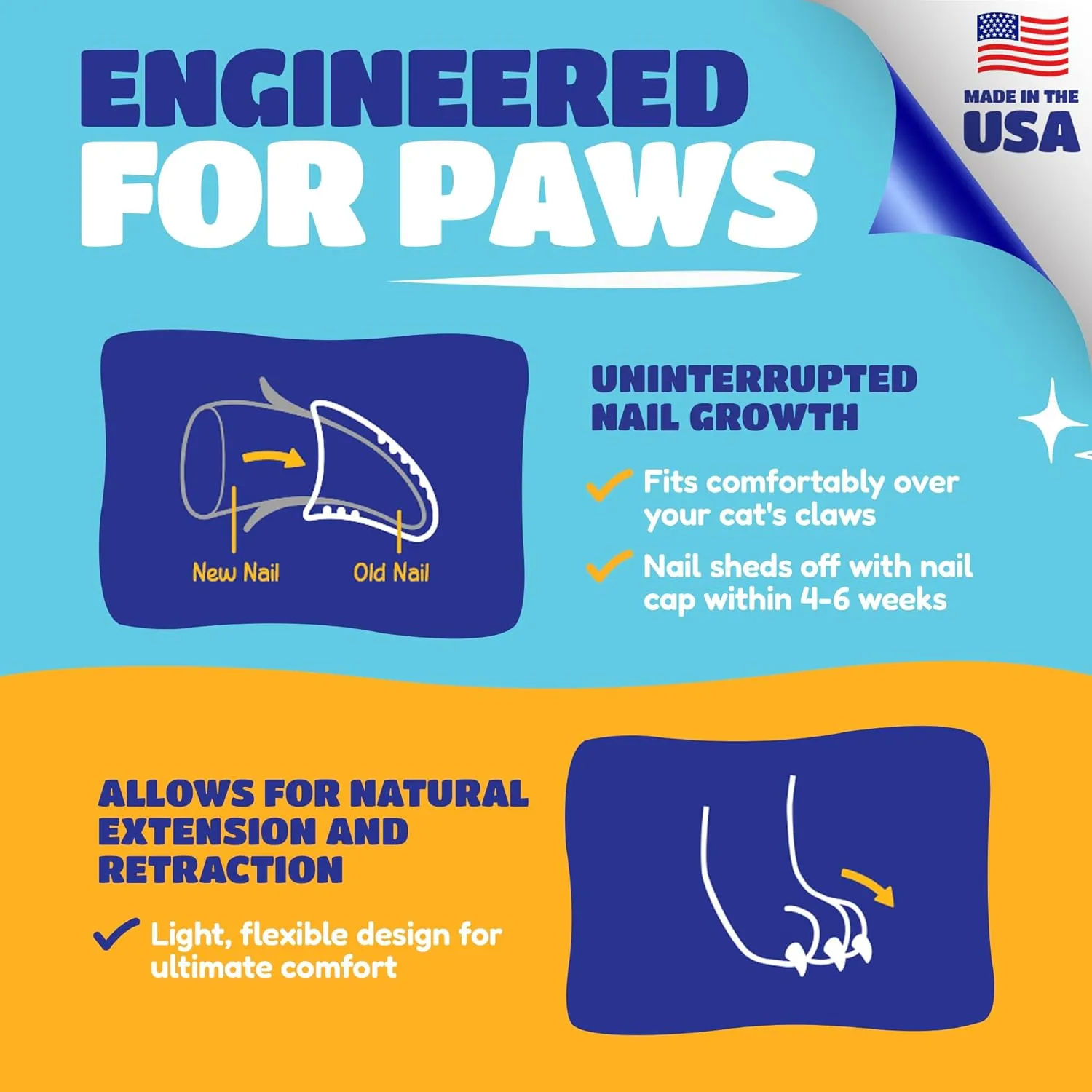 Soft Claws Cat Nail Caps for Medium Cats  (40 Caps, Clear) - Made in USA - Veterinarian-Developed | Protects Furniture & Skin - Easy to Apply, Long-Lasting Anti-Scratch Soft Cat Claw Covers