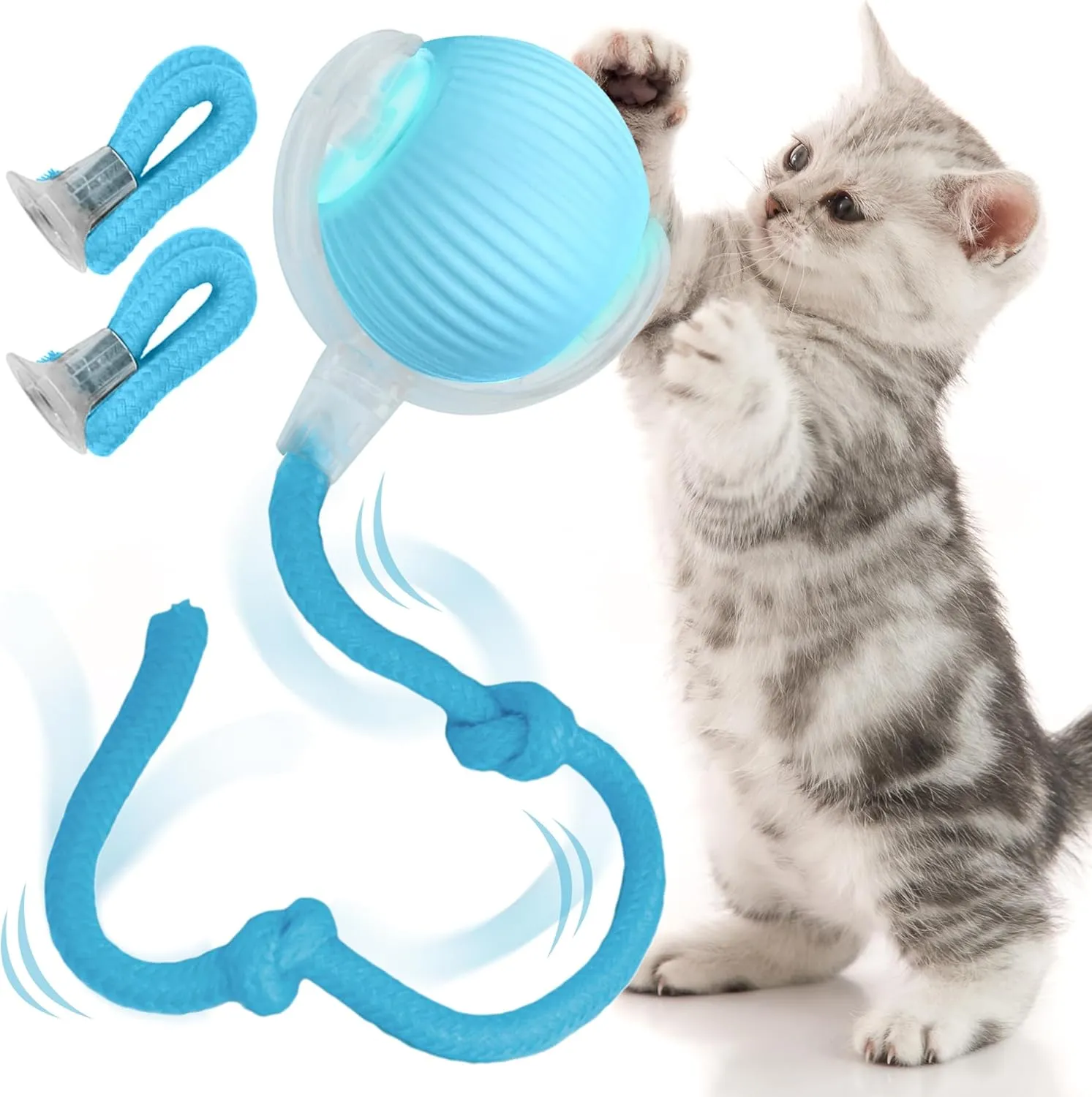 Speedy Tail 2.0 Interactive Cat Toy  Self-Moving Balls for Cats  Smart Electric Cat Ball for Boredom, Enrichment, Pet Chase  Rechargeable Toy for Indoor Cats with 2 Tails (Blue)