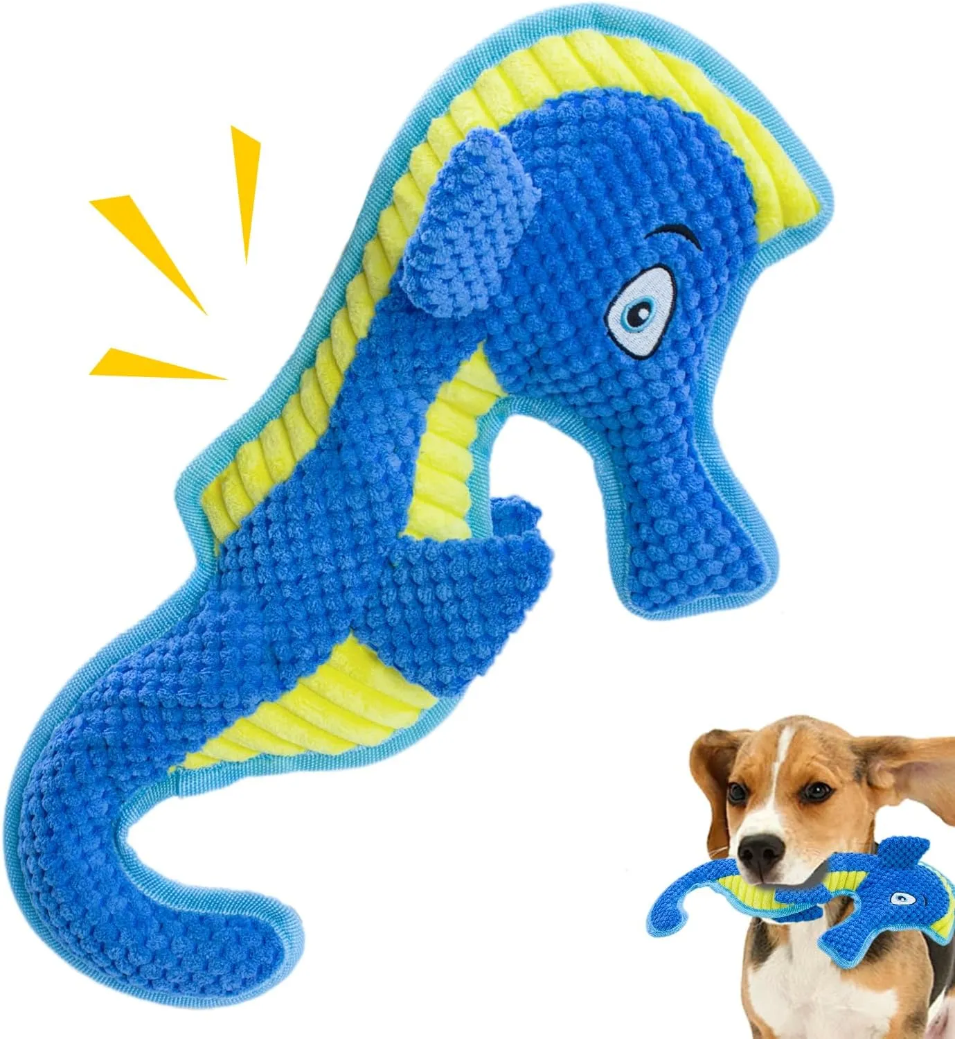 Squeaky Durable Chew Seahorse for Aggressive Dogs No-Stuffed Dog Toy Interactive Hours of Fun Keep pups Busy