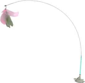 Strong Suction Cup Cats Teaser Stick Toy for Cats Chasing Hunting Interaction Cats Teasing Feathered Wand Boredom Cats