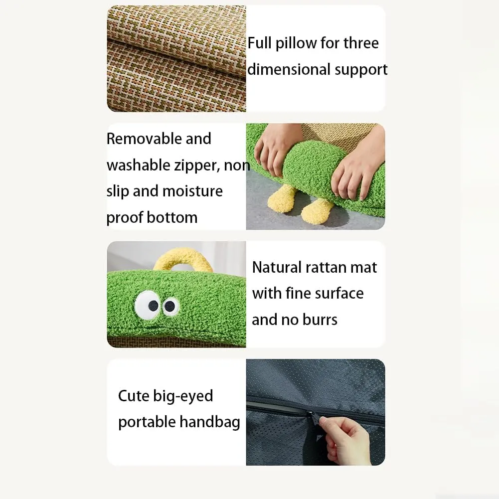 Summer Cooling Pet Mat, Rattan Pad Dog Bed, Square Cooling Mat, Pet ice Rattan nest, Dog Bed Summer Pad, Sleeping, for Large Medium Small Dogs Cats,XL