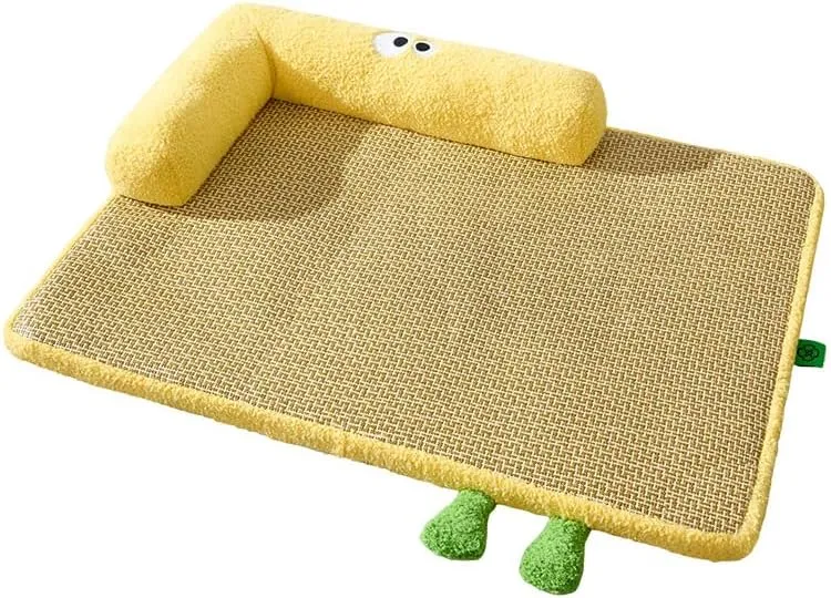 Summer Cooling Pet Mat, Rattan Pad Dog Bed, Square Cooling Mat, Pet ice Rattan nest, Dog Bed Summer Pad, Sleeping, for Large Medium Small Dogs Cats,XL