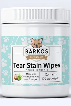 Tear Stain Wipes for Dogs and Cats | 100 ct Presoaked & Textured Eye & Face Wipes | Remove Discharge & Mucus Secretions