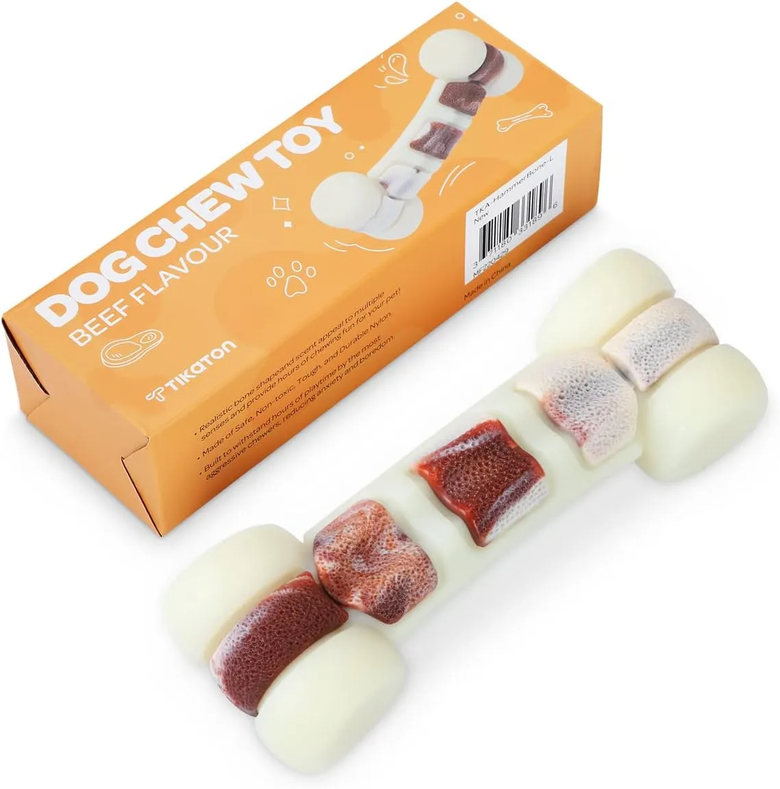 Tikaton Hammerbone Durable Dog Chew Toy for Aggressive Chewers, Beef Flavor Dog Toy, Large