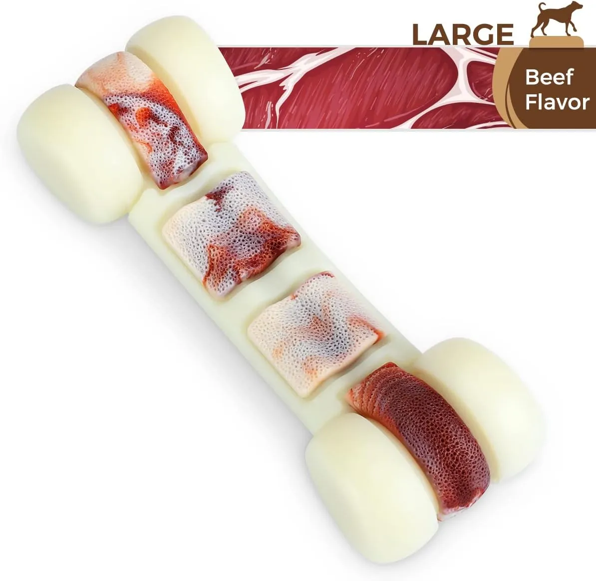 Tikaton Hammerbone Durable Dog Chew Toy for Aggressive Chewers, Beef Flavor Dog Toy, Large