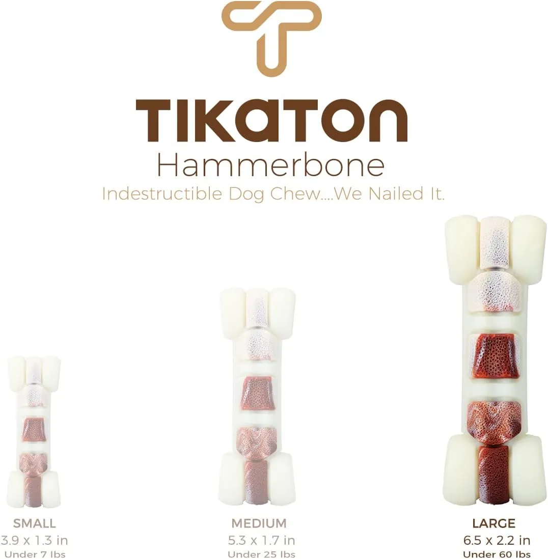 Tikaton Hammerbone Durable Dog Chew Toy for Aggressive Chewers, Beef Flavor Dog Toy, Large