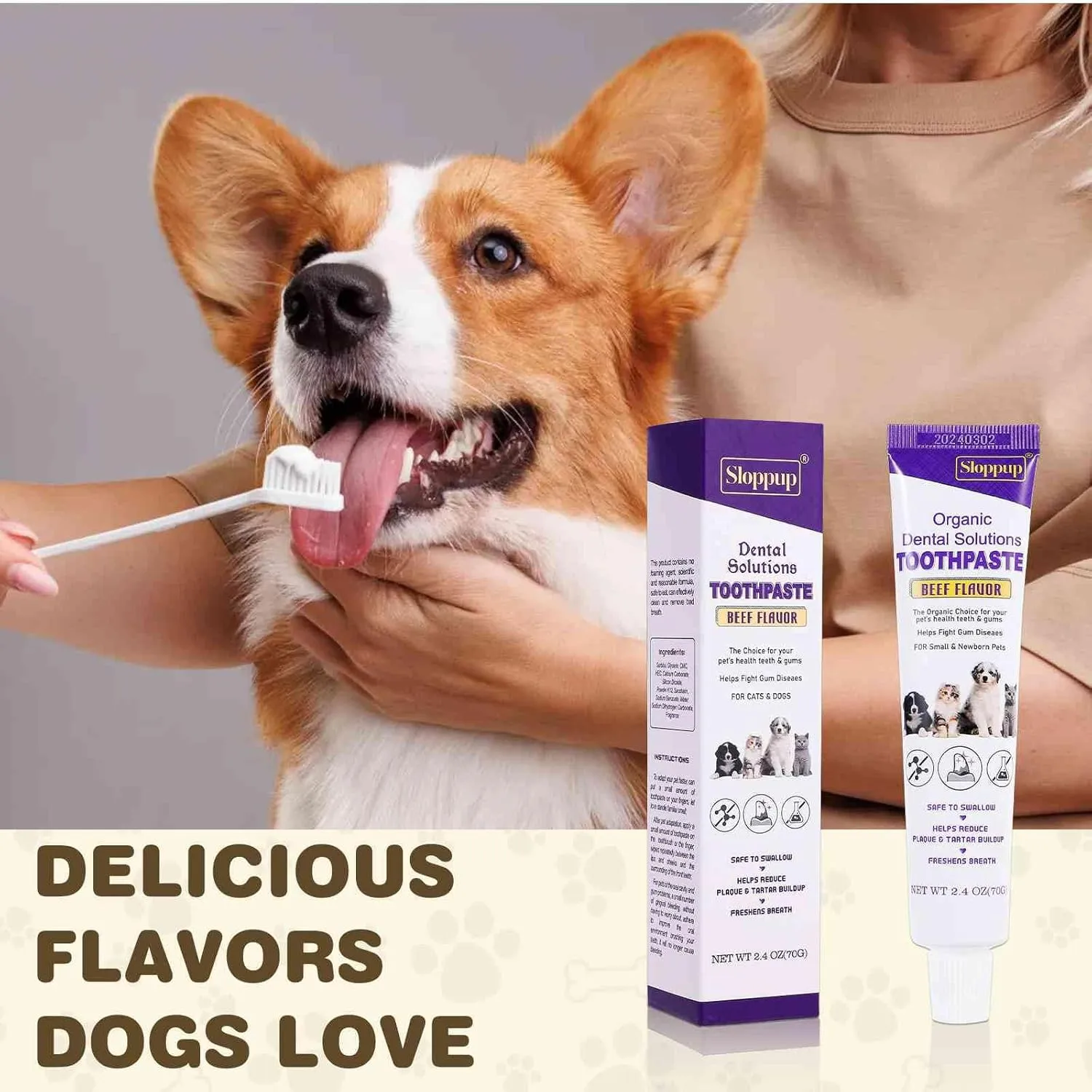 Toothpaste | Teeth Cleaning and Fresh Breath Dental Care for Bernese Mountain Dog and Other Working Dogs | Soothes Inflamed Gums | Safe for Puppies | Vet Formulated 1 Pack (2.4 OZ)