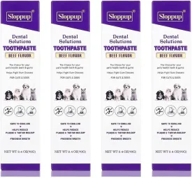 Toothpaste | Teeth Cleaning and Fresh Breath Dental Care for Khao Manee Cat Kittens and Adult Cats | Soothes Inflamed Gums | Safe for Puppies | Vet Formulated 4 Pack (9.6 OZ)
