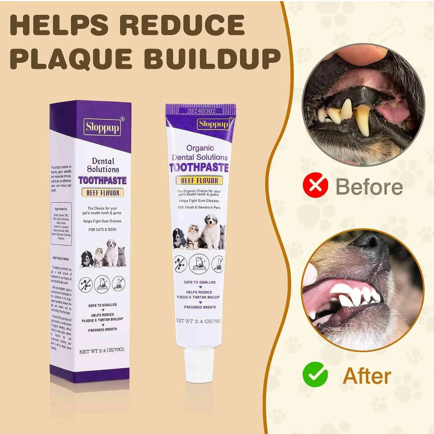 Toothpaste | Teeth Cleaning and Fresh Breath Dental Care for Pixie-bob Cat Kittens and Adult Cats | Soothes Inflamed Gums | Safe for Puppies | Vet Formulated 4 Pack (9.6 OZ)