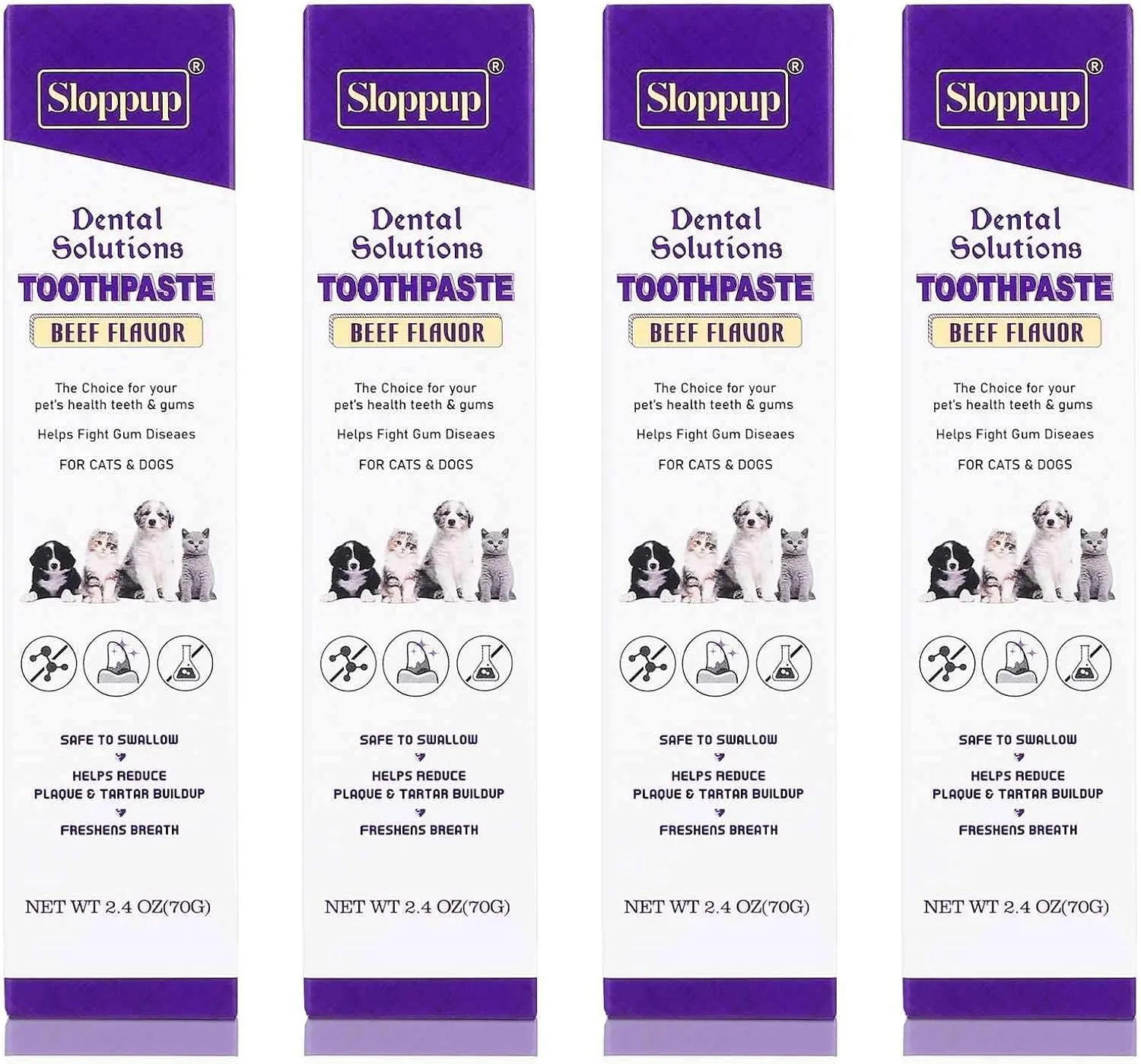 Toothpaste | Teeth Cleaning and Fresh Breath Dental Care for Pixie-bob Cat Kittens and Adult Cats | Soothes Inflamed Gums | Safe for Puppies | Vet Formulated 4 Pack (9.6 OZ)