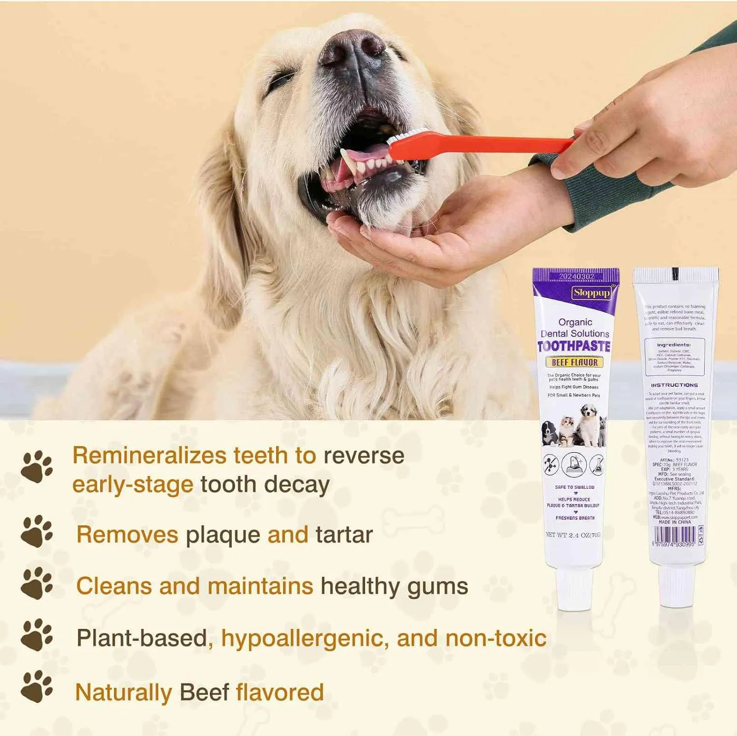 Toothpaste | Teeth Cleaning and Fresh Breath Dental Care for Samoyed and Other Working Dogs | Soothes Inflamed Gums | Safe for Puppies | Vet Formulated 1 Pack (2.4 OZ)