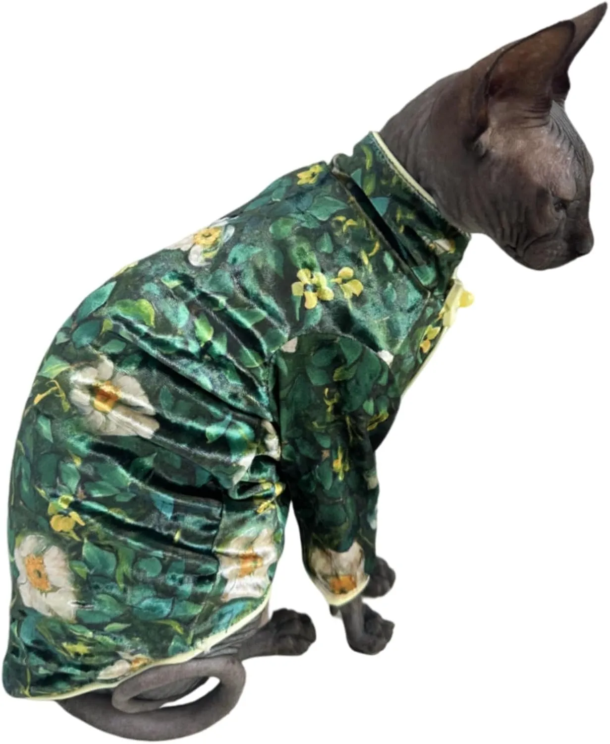 Traditional Culture Sphynx Hairless Cat Cotton T-Shirts Cats Clothes Pet Sweater Cat's Vest Pet Clothes Kitten Shirts Small Dogs Apparel (Camellia, L (7.5-8.8 lbs))