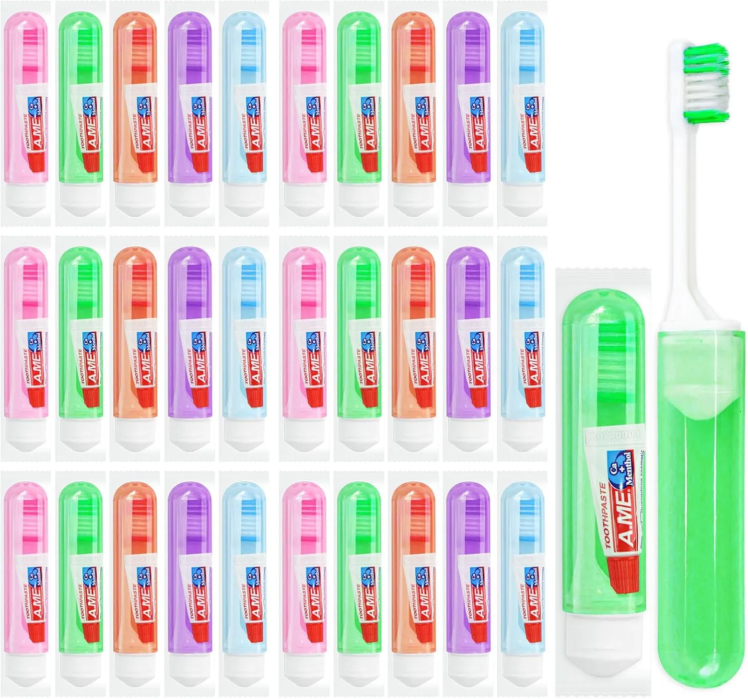 Traveling Toothbrush and Toothpaste 3gram,Disposable Toothbrushes Mini Toothbrush With Toothbrush Cover,Bulk Toothbrush And Toothpaste,Folding Toothbrushes Camping Toothbrush For Camping,Hiking (20)
