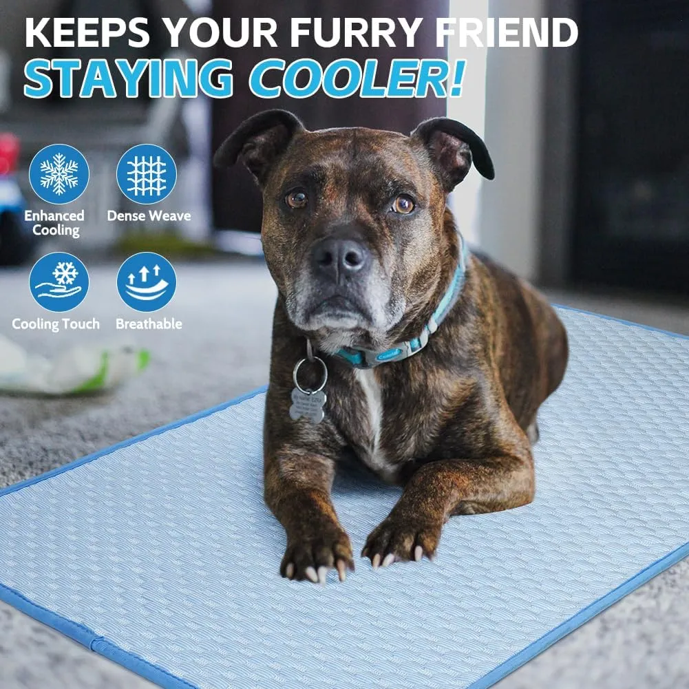 ULIGOTA Dog Cooling Mat Breathable Cooling Pad for Dog Cats Washable Pet Cooling Mat for Crate, Kenel, Sofa, Machine Washable Pets Self Cooling Mat with Non-Slip Bottom