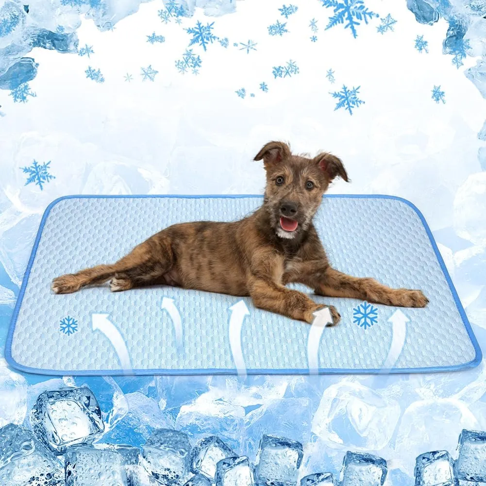 ULIGOTA Dog Cooling Mat Breathable Cooling Pad for Dog Cats Washable Pet Cooling Mat for Crate, Kenel, Sofa, Machine Washable Pets Self Cooling Mat with Non-Slip Bottom