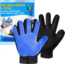 Upgrade Pet Gloves Grooming for Dogs, Grooming Gloves for Dogs, Cats, Rabbits & Horses with Long and Short Hair, Efficient Pets Hair Remover Mittens - 1 Pair (Blue)