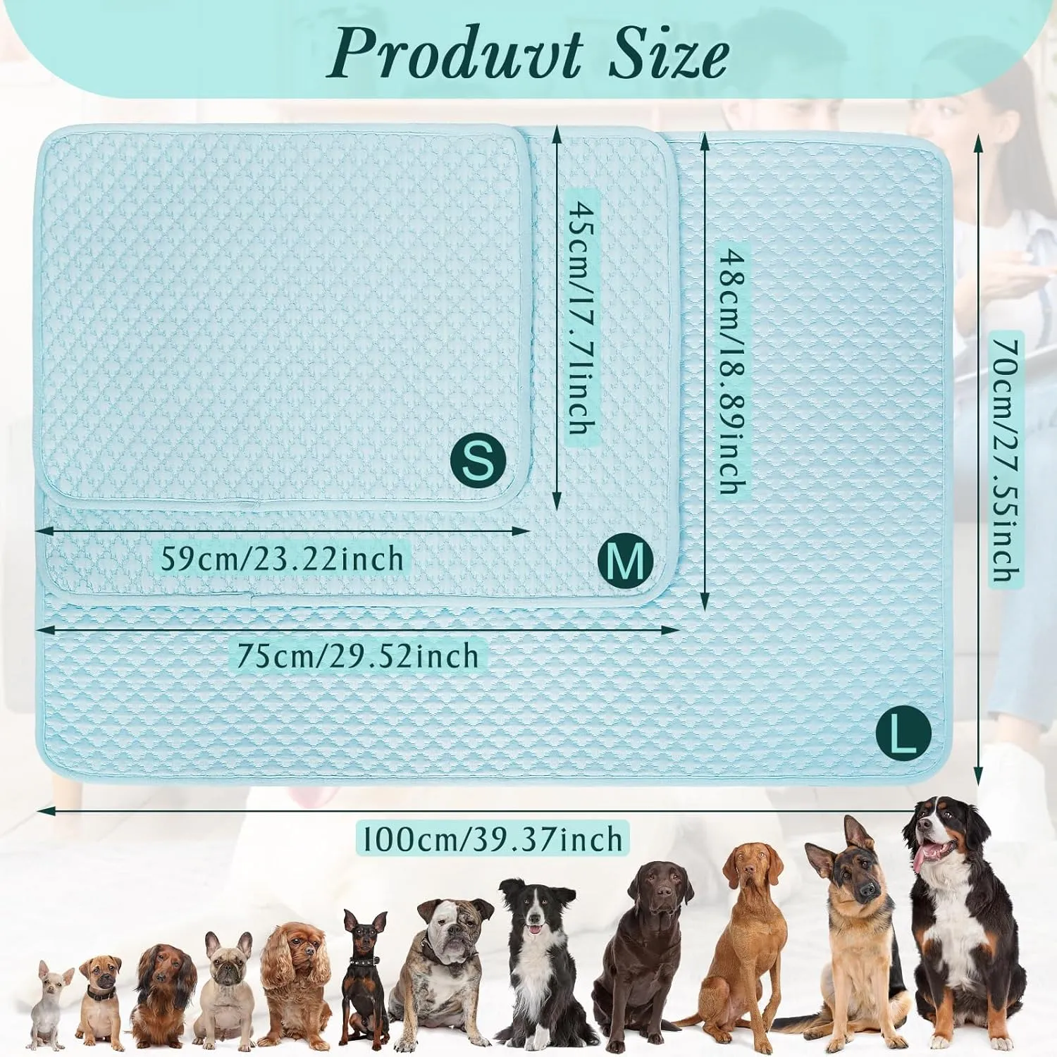 Upgraded Self-Cooling Dog Mat - Breathable Pet Cooling Pad for Dogs & Cats, Indoor & Outdoor Use, Washable Cooling Blanket for Comfort