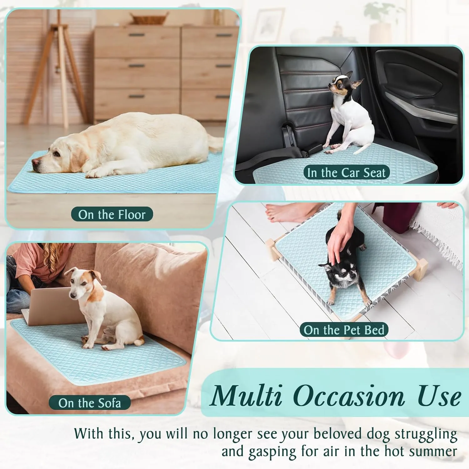 Upgraded Self-Cooling Dog Mat - Breathable Pet Cooling Pad for Dogs & Cats, Indoor & Outdoor Use, Washable Cooling Blanket for Comfort