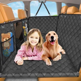 URPOWER Back Seat Extender for Dogs - Hard Bottom Dog Car Seat Cover Holds 420 lbs, Waterproof Dog Hammock Dogs Bed for Cars, SUVs & Small Trucks, Pet Backseat Protector with Mesh Window & Large Space