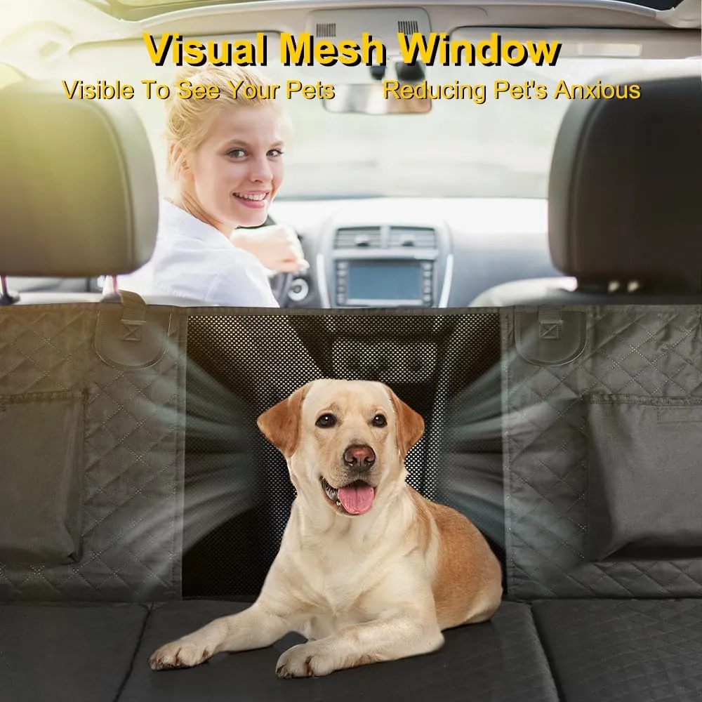 Vailge 6 in 1 Car Seat Cover for Back Seat, 60/40 Split, 100% Waterproof with Mesh Window, Scratch Prevent Anti-slip Dog Hammock, Standard
