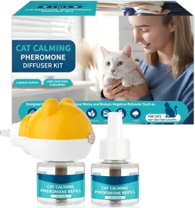 VICSOM Cat Calming Diffuser Kit, Cat Pheromones Calming Diffuser for Cat, 3-in-1 Cat Calm Plug in Kit with 1 Diffuser   2 Refill, 60 Days Anti Anxiety Relief Stress Effect
