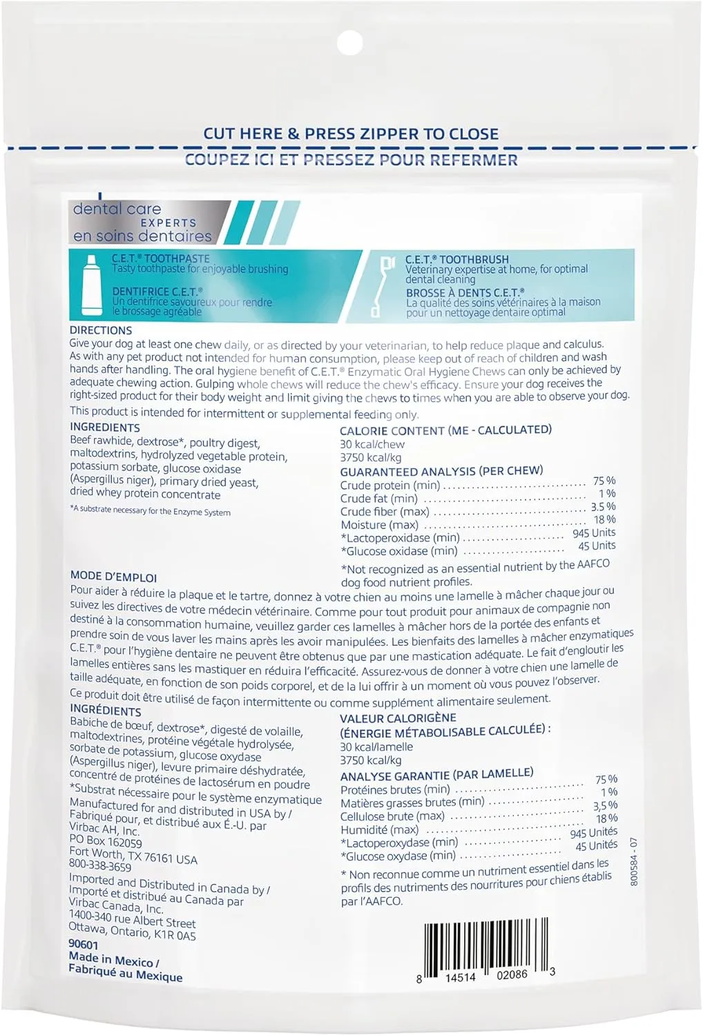 Virbac C.E.T. Enzymatic Oral Hygiene Chews for Dogs Beef 8.4 Ounces