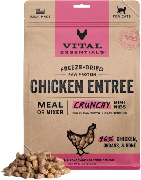 Vital Essentials Freeze-Dried Raw Chicken Entree & Mixer Cat Food Crunchy Nibs, 12 oz
