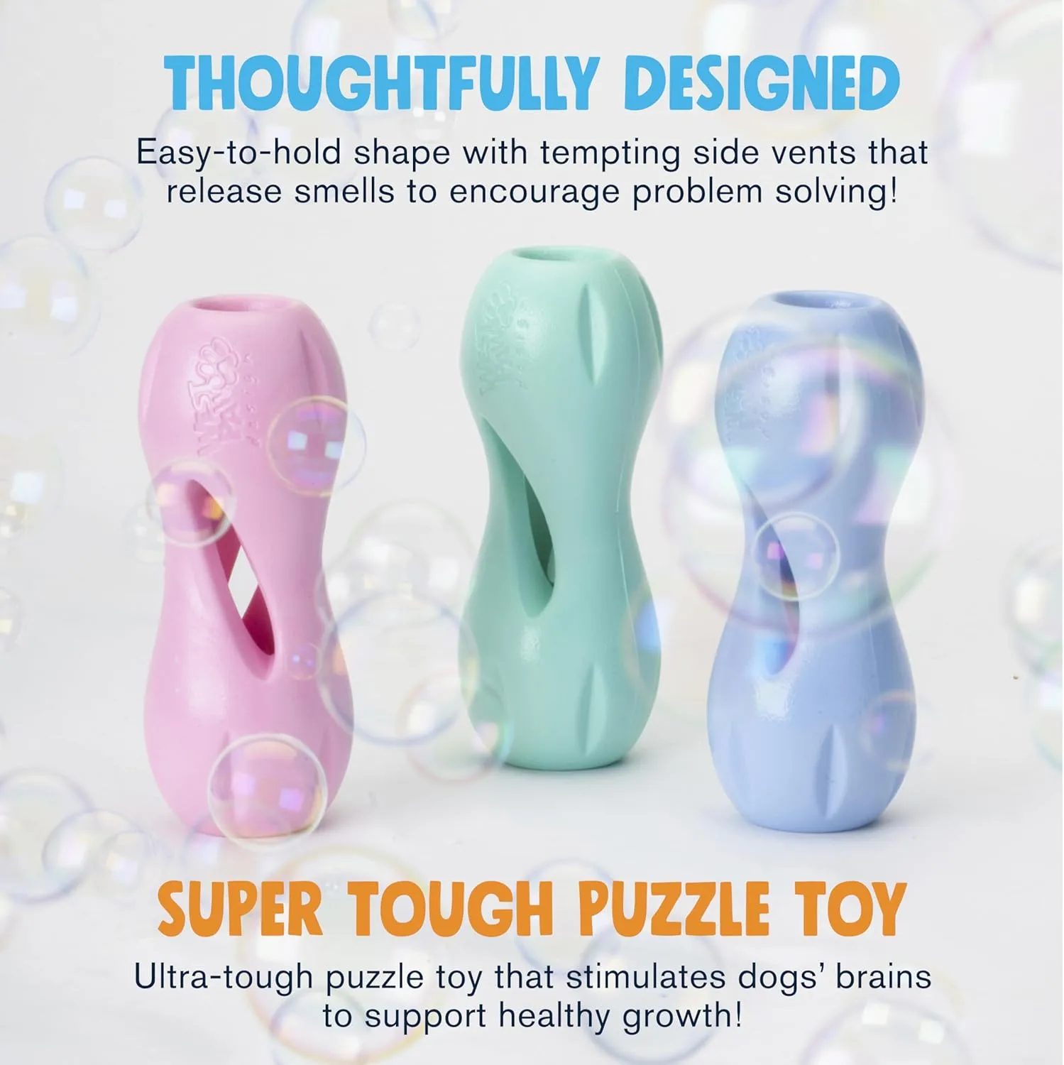 WEST PAW Zogoflex Qwizl Dog Puzzle Treat Toy  Interactive Chewing for Dogs  Dispenses Pet Treats  Brightly-Colored Dog Enrichment Toy for Aggressive Chewers, Fetch, Catch, Large 6.5", Mint