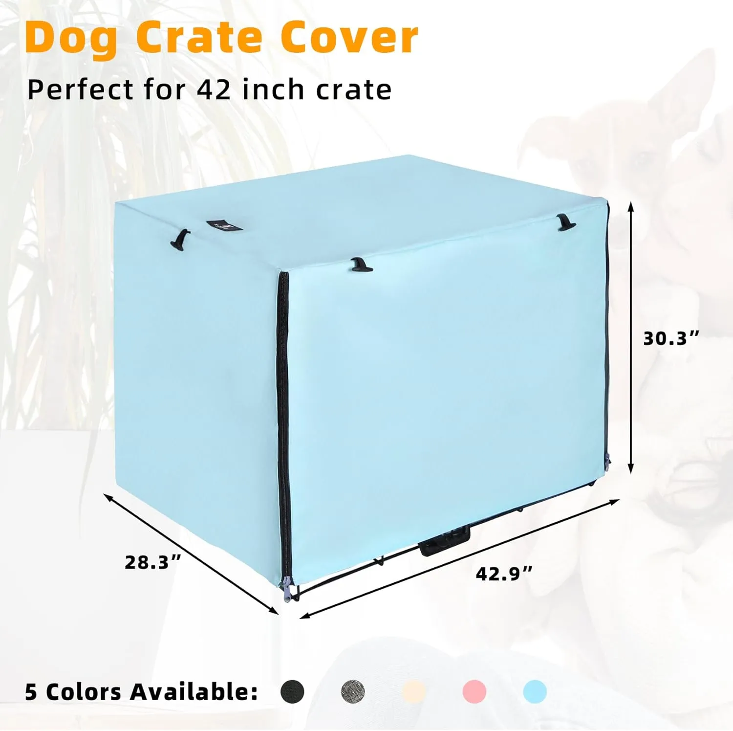 X-ZONE PET Double Door Dog Crate Cover - Polyester Pet Kennel Cover Fits 42 inches Wire Dog Cage Blue