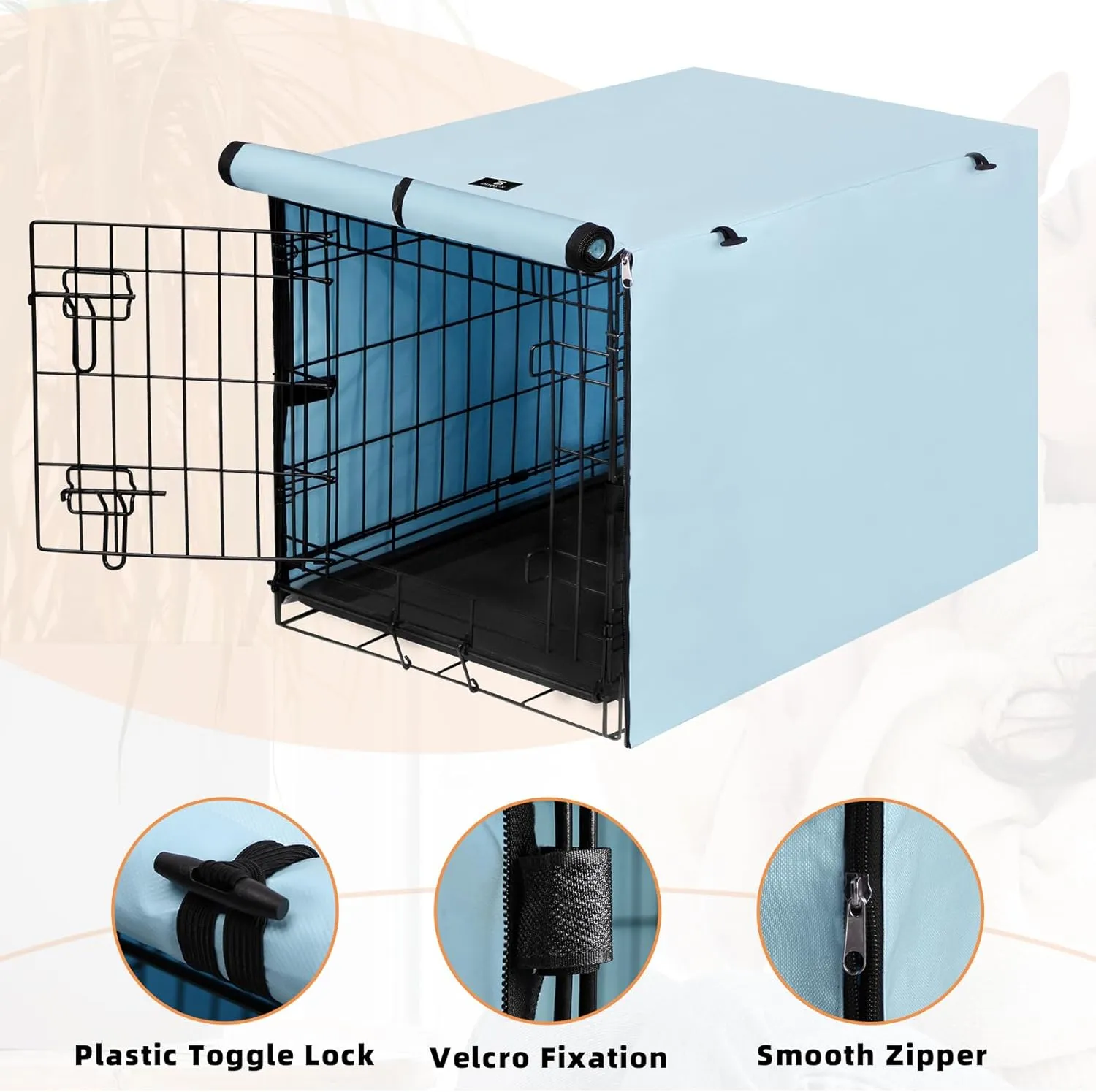 X-ZONE PET Double Door Dog Crate Cover - Polyester Pet Kennel Cover Fits 42 inches Wire Dog Cage Blue