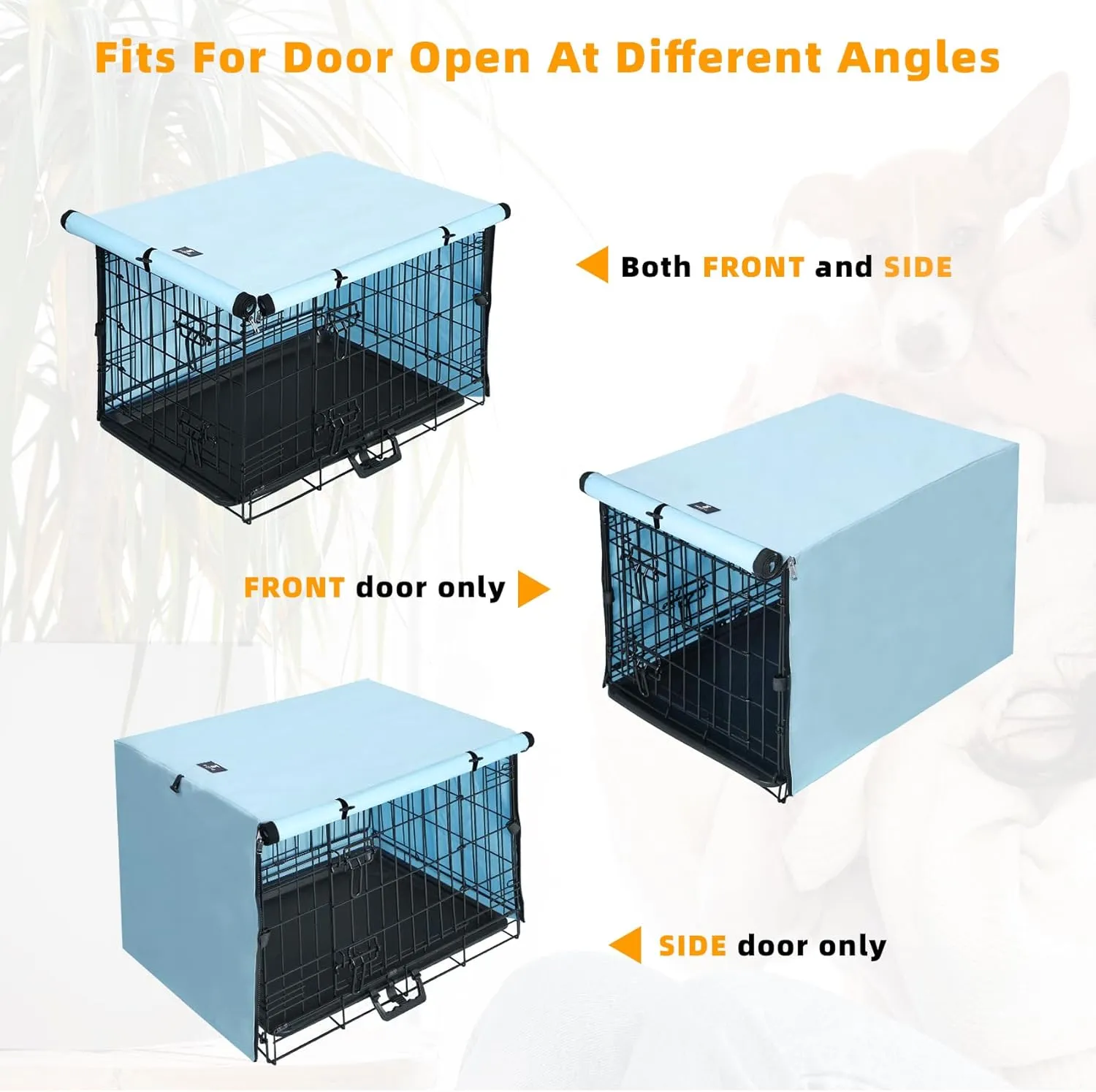 X-ZONE PET Double Door Dog Crate Cover - Polyester Pet Kennel Cover Fits 42 inches Wire Dog Cage Blue